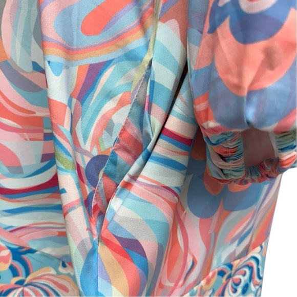 Tolani Collection Ginger Swirl Dress Size Large, NWT V-Neck and Ruffle Hem - Picture 9 of 13